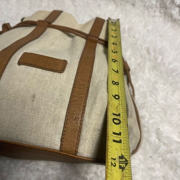 Bimba & Lola canvas khaki& tan leather trim and strap bucket style shoulder bag - Picture 9 of 13